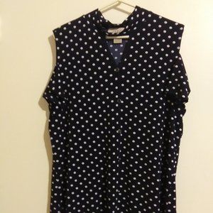 Cold shoulder navy blue with polka dots top.